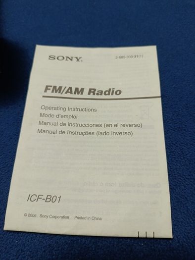 Sony ICF-B01 FM/AM Self Powered Emergency Radio Power Generator Flashlight LED