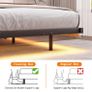 4ft6 Upholstered Floating Double Bed Frame Black, Storage Headboard Metal Bed Frame with LED Lights and Charging Station, Heavy Duty Metal Slat Support, Noise Free, No Box Spring Needed Image 3