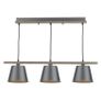 Dark Grey Metal and Wooden 3 Pendant Light Bar Image 3