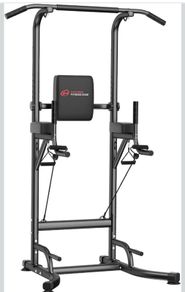 Power Tower Pull-Up & Dip Station for Home Gym - Adjustable Height Range, 330LBS Capacity with Anti-Slip Suction Cups H-Steel Base Power Rack