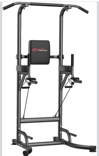 Power Tower Pull-Up & Dip Station for Home Gym - Adjustable Height Range, 330LBS Capacity with Anti-Slip Suction Cups H-Steel Base Power Rack