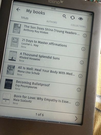 Tolino e-reader loaded with over 50 free books