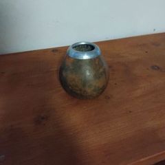 Natural calabash gourd mate cup with a metal rim