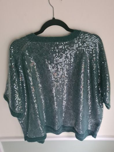 Womens Rd Williams Emerald Green Sequin Short Sleeve Jumper Sweater Size Uk 20-22  Eu 48-50 Brand New Bnwt