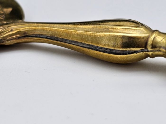 Antique 1800s Swiss Large Cream Spoon with Silver Handle