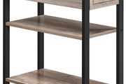 Greige Black LET313B02 Tall Slim Side Table with Drawer and 2 Shelves
