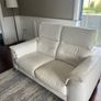 White Leather sofa and foot stool Image 2