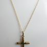 Vintage sold 9K Yellow Gold 375 Engraved Cross Pendant Necklace length 18" - 1,3g Image 2