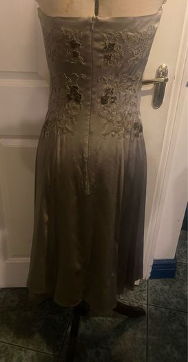 Warehouse grey satin embroidered dress uk 8