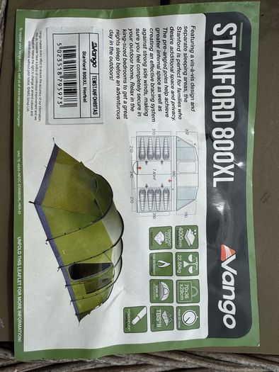 Vango Stanford 800XL 8 X Person Tent Nearly New condition