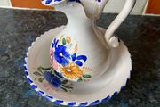 Small Handmade Hand Painted Pottery Bowl &amp; Jug