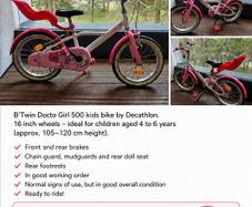 B'Twin Decathlon 16" Kids Bike 4 to 6 years