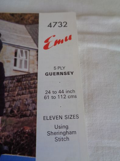 Emu Guernsey Knitting Pattern for Sale