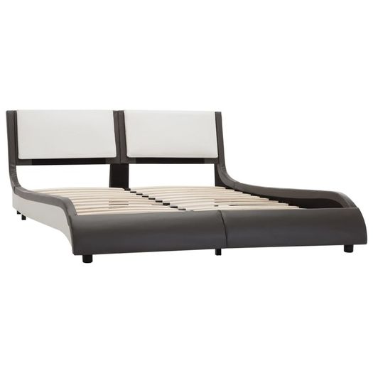 Bed Frame Grey and White Faux Leather 120x190 cm