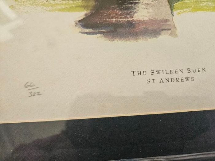 2 matching framed St Andrews 100th anniv golf prints. Printed on 100% linen board using lightfast inks