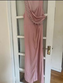 Elegant Dusky Pink Embellished Maxi Dress