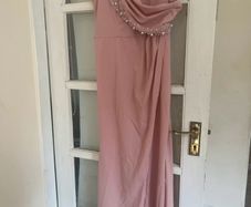 Elegant Dusky Pink Embellished Maxi Dress