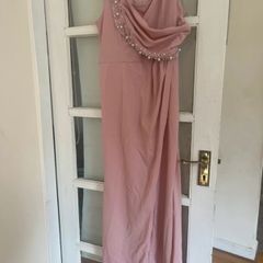 Elegant Dusky Pink Embellished Maxi Dress