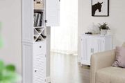 Bathroom cabinet Tallboy with 2 louvre doors White