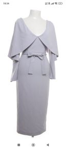Lavish Alice dress occasion wedding guest party evening gown cape drape frills 8 lilac