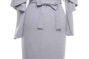 Lavish Alice dress occasion wedding guest party evening gown cape drape frills 8 lilac