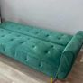 Luxury Velvet Sofa Bed with Golden Legs green Image 3