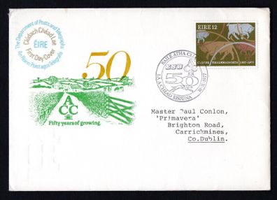1977 Ireland Golden Jubilees: Agricultural Corporation Commemorative Stamp Illustrated P&T First Day Cover (FDC)