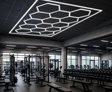 14 Hexagon LED Lighting with border Car Showroom 4.845 x 2.435 metre