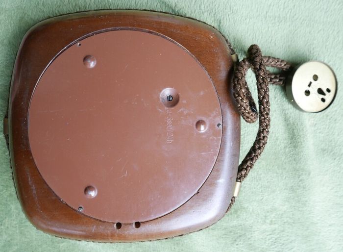 Vintage Junghans Exacta Wall Clock Mid Century Wood Frame Rope Trim Mcm (works Well)