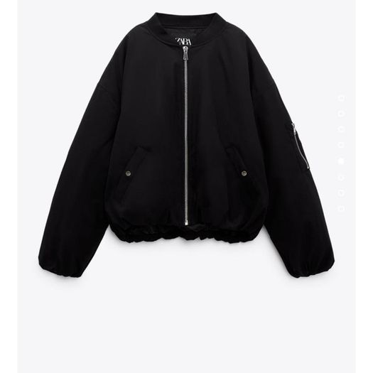 Zara Women's Black oversized bomber jacket size S