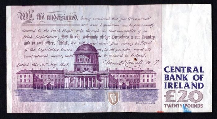 1993 Ireland IR20 Daniel O Connell Banknote Series C. Note issued 13/12/93. Serial number HG610432