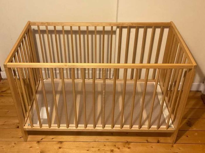 Large Wooden Baby Cot | Natural Wood Finish