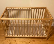 Large Wooden Baby Cot | Natural Wood Finish