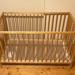 Large Wooden Baby Cot | Natural Wood Finish