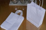 Lot 20 carrier bags Eco Friendly White paper bag with twisted handles size Small  18 cm x 8cm x 24 cm party candy cart gift shops