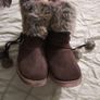 girls brown suede fur topped boots by bambi Image 2