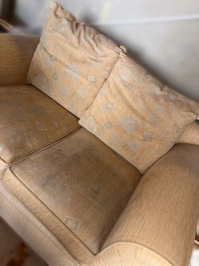 Gold 2-Seater Sofa + 2 Footstools