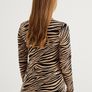 Mock Neck brown Zebra Print Slim Tee  Size M Image 3