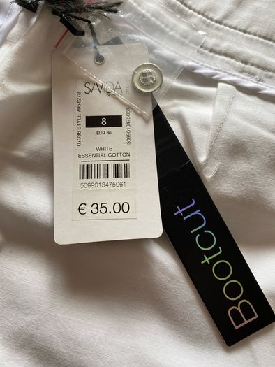 Brand new White Cotton Elegant Trousers by SAVIDA | Size UK 8 / EUR 36