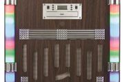 Floorstanding Jukebox with Record Player, Bluetooth Connectivity, FM Radio, CD Player and Colour-Changing LED Lights, Remote Control Included, Wood Finish, BROWN, 87.5 cm 34.5 cm 34.5 cm (FREE POSTAGE)