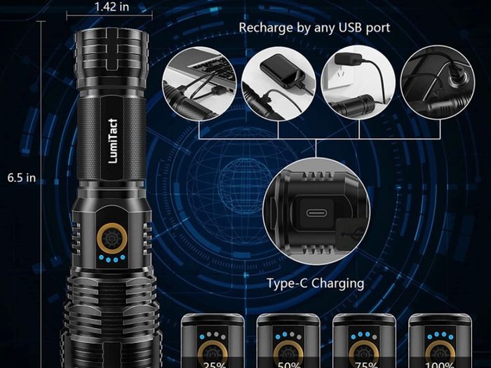 LED Super Bright, Rechargeable LED Torch 10000 Lumens XHP70.2, IP67 Waterproof Tactical Flashlight, Powerful Torch for Camping Hiking Emergency Gift with 6000mah Battery (FREE POSTAGE)