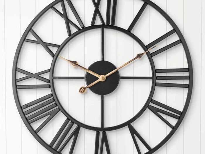 European Farmhouse Vintage Clock with Roman Numerals, 40cm Non-Ticking Battery Operated Metal Skeleton Decorative Clock for Home Kitchen Cafe Hotel Office Decor(Black)