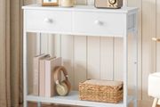 Slim Console Table, Narrow Console Table with 2 Drawers, Hallway Table with Storage, Small Side Table for Small Spaces, Living Room, Entryway, Kitchen, Bedroom, White