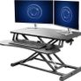 Standing 81 cm Desk Converter, Height Adjustable Riser, Sit to Stand Dual Monitor and Laptop Workstation with Wide Keyboard Tray, Black, DESK-V000K Image 2