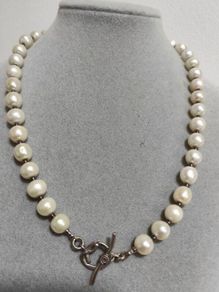 Sterling silver natural pearls necklace