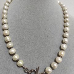 Sterling silver natural pearls necklace