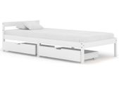 Bed Frame with 2 Drawers White Solid Pine Wood 90x200 cm