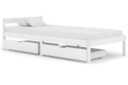 Bed Frame with 2 Drawers White Solid Pine Wood 120x200 cm