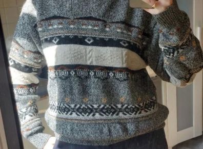 Unisex Vintage 80's style oversized knit sweater crew neck