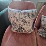 2 x Scatter Box cushions in mint green and pale pink velvet material Image 2